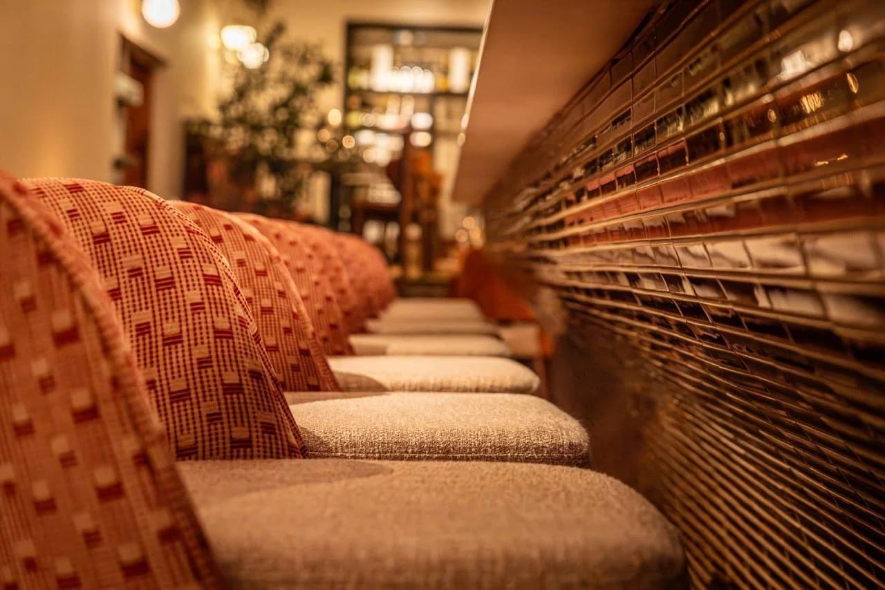 Atmospheric warm details of library dining corner